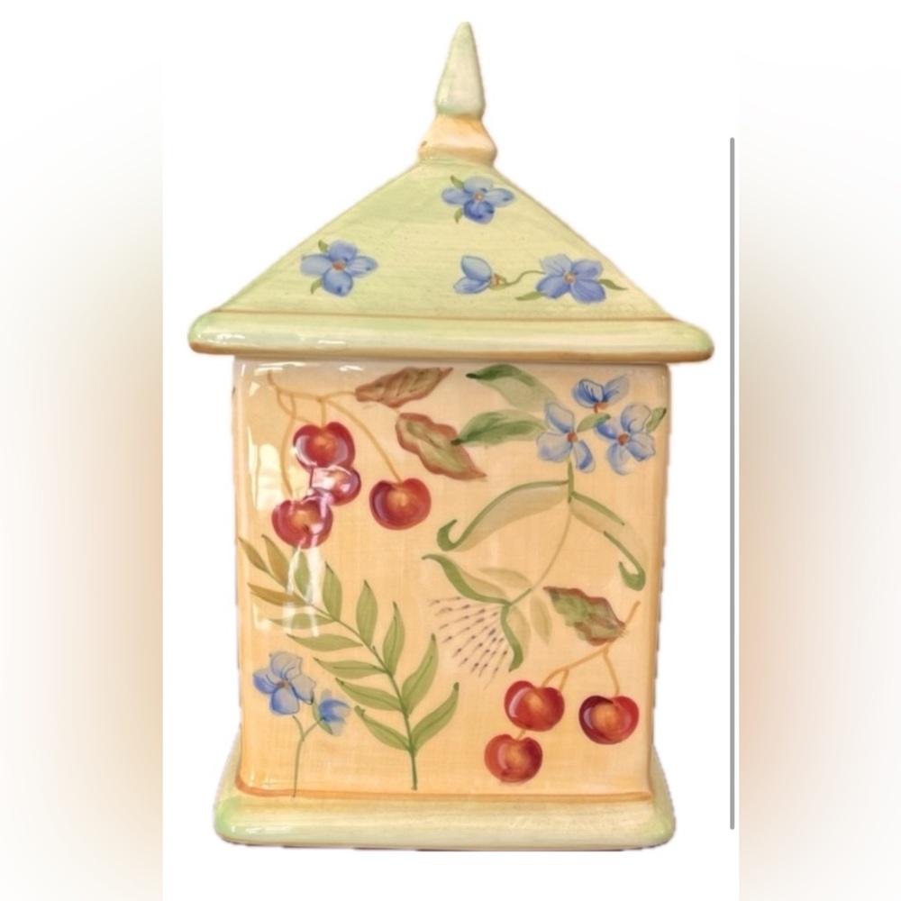 CAPRIWARE Small yellow floral ceramic storage jar, perfect condition no chips o…